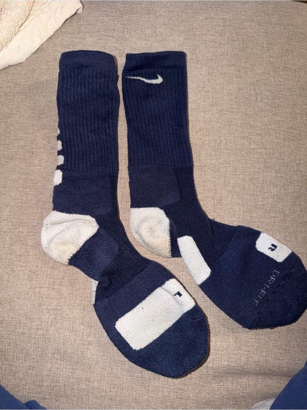 Nike Navy and White Men's Athletic Crew Socks